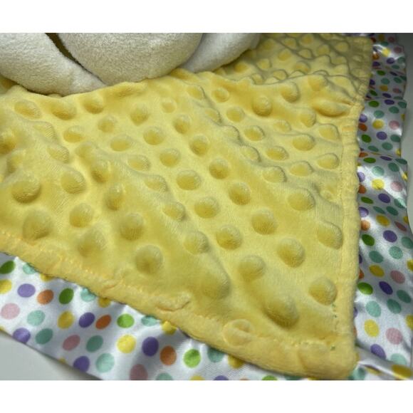 Baby Starters Yellow Polka Dot Bunny Lovey Blanket Satin Some Bunny Loves You - Picture 6 of 9